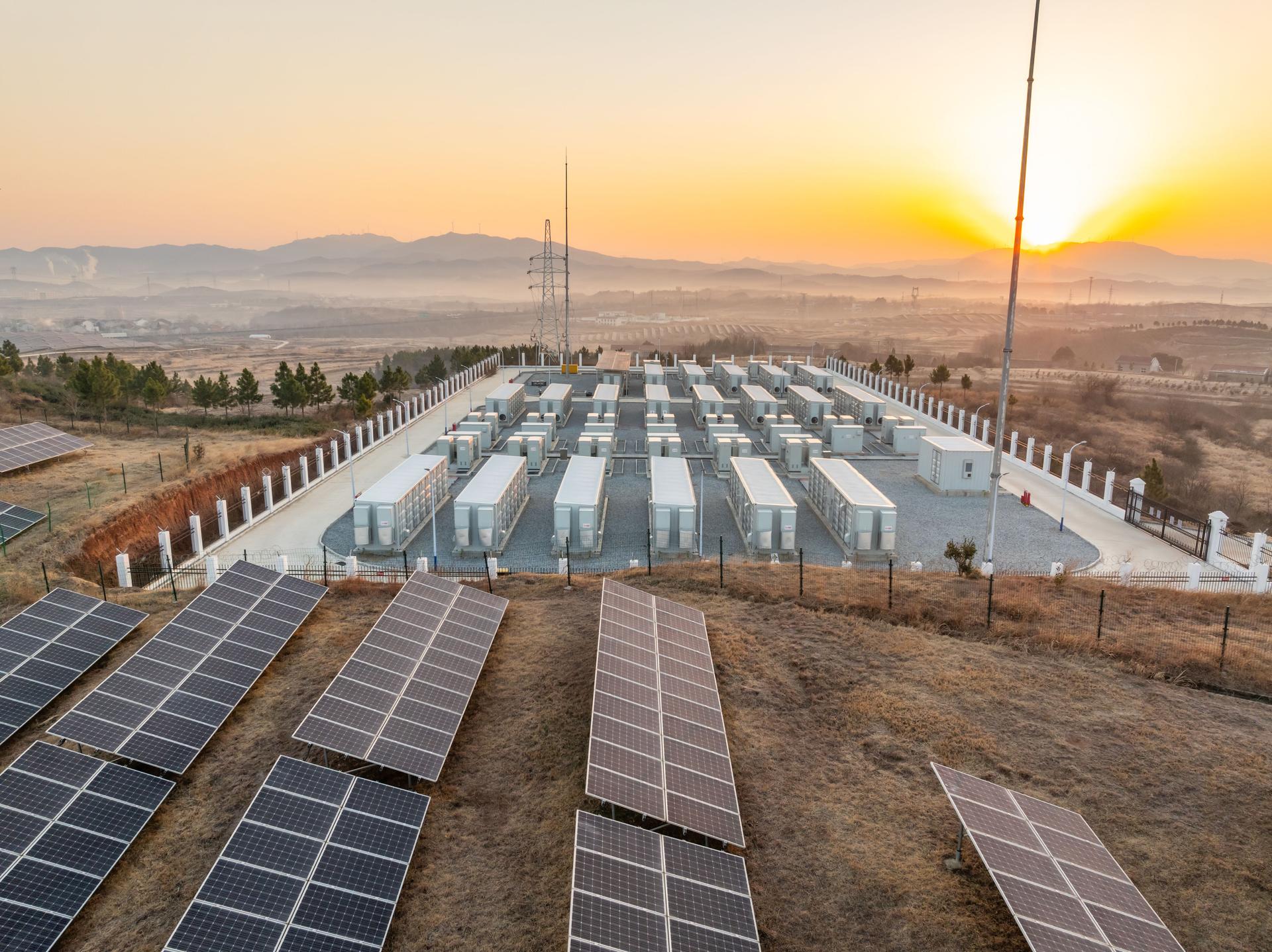 Energy storage power station in the morning